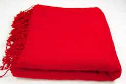 Hand-Loomed Yak Wool Blend Blanket Large Travel Shawl Red Meditation Wrap
