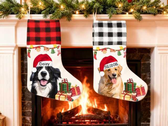 Custom Pet Stocking Using Pet's Photo + Name - Personalized Dog Stockings, Cat Christmas Stocking, Custom Pet - image 1