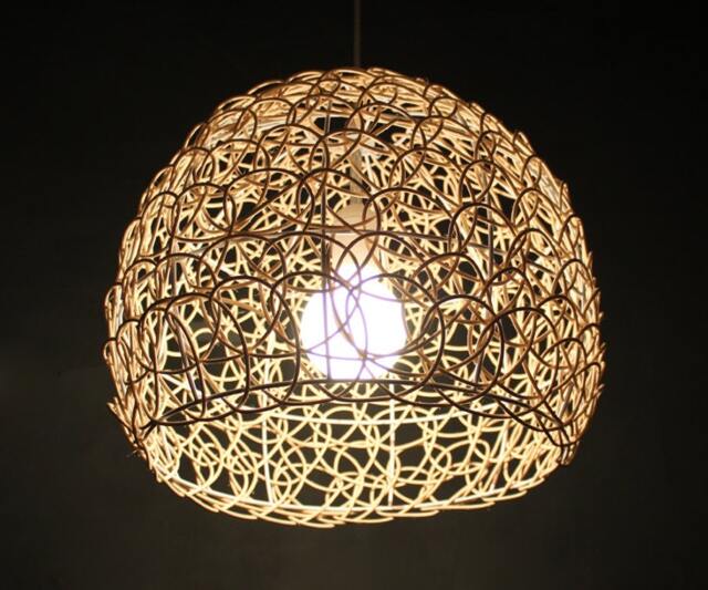 Handwoven L Rattan Pendant Lamp, Semicircle Lampshade, Room Ceiling Lighting, Decor Lighting Fixture, 5 Size Options - image 1