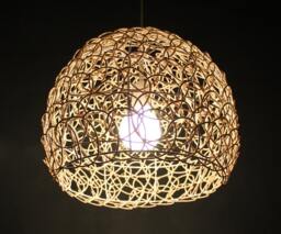 Handwoven L Rattan Pendant Lamp, Semicircle Lampshade, Room Ceiling Lighting, Decor Lighting Fixture, 5 Size Options - thumbnail 1