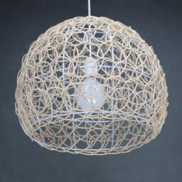 Handwoven L Rattan Pendant Lamp, Semicircle Lampshade, Room Ceiling Lighting, Decor Lighting Fixture, 5 Size Options - thumbnail 2