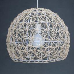 Handwoven L Rattan Pendant Lamp, Semicircle Lampshade, Room Ceiling Lighting, Decor Lighting Fixture, 5 Size Options - thumbnail 3