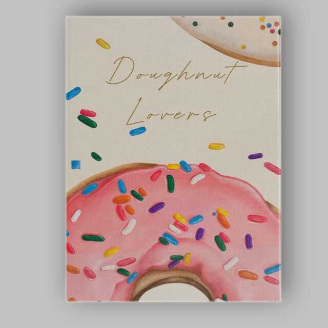 Pink Sprinkle Doughnut Typography Kitchen Print Canvas Wall Art Decor Picture Ready To Hang - image 1