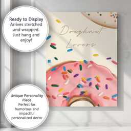 Pink Sprinkle Doughnut Typography Kitchen Print Canvas Wall Art Decor Picture Ready To Hang - thumbnail 3