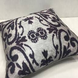Handwoven Silk Ikat Pillow Cover, Turkish Decor - 20x20 - thumbnail 4