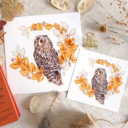 Watercolor Illustration - Long-Eared Owl Print To Frame Art Print, Wall Decoration - thumbnail 3
