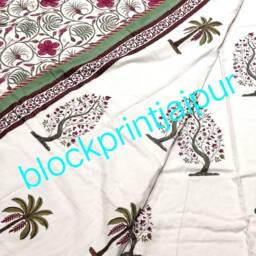 Hand Block Print Cotton Reversible Quilt Dohar, Summer Blanket, Cotton Quilt, King Size Quilt, Blanket & Throws, Cotton Double Bed - thumbnail 2