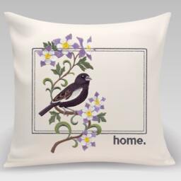 Colorado Lark Bunting & Columbine Medley. Embroidered With Feather Insert - thumbnail 2
