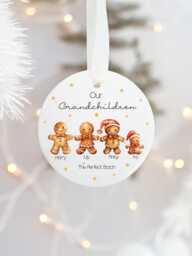 Personalised Grandchildren Christmas Ornament Gingerbread Family Bauble - thumbnail 1