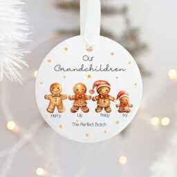 Personalised Grandchildren Christmas Ornament Gingerbread Family Bauble - thumbnail 3