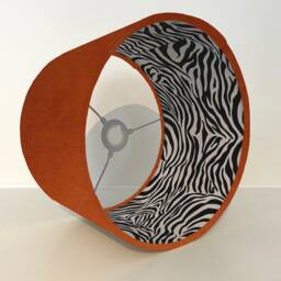 Burnt Orange Velvet Drum Lampshade, Double Sided Lampshade With Zebra Print Cotton Interior, Ceiling Light Shade - thumbnail 3