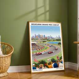 Melbourne Grand Prix Circuit F1 Track Travel Poster - Australia Illustration Modern Race Art Print - thumbnail 2