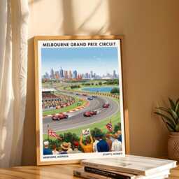 Melbourne Grand Prix Circuit F1 Track Travel Poster - Australia Illustration Modern Race Art Print - thumbnail 3