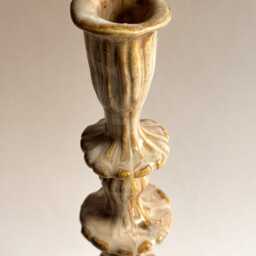 Pair Of Tall Carved Ceramic Candleholders - thumbnail 4