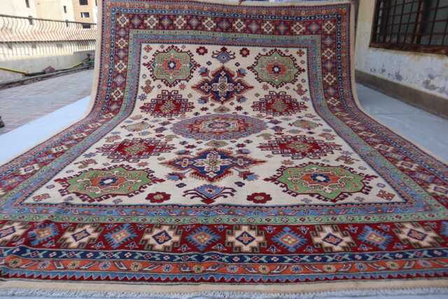 9x12 Ft Afghan Palace Kazak Brand Area Rug, Handmade High Pile Soft Wool Traditional Dining Table Living Room Rug - image 1