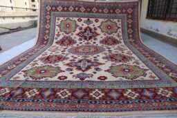 9x12 Ft Afghan Palace Kazak Brand Area Rug, Handmade High Pile Soft Wool Traditional Dining Table Living Room Rug - thumbnail 1