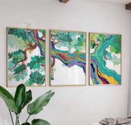Set Of 3 Rainbow Tree Posters, Colorful Abstract Nature Wall Art, Modern Botanical Prints For Living Room & Bedroom Decor - thumbnail 1