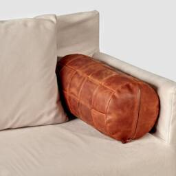 Decorative Pillow For Living Room, Accent Pillow Office, Minimalist Leather Round - thumbnail 2