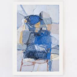 Small Blue Abstract Oil Painting On Canvas Paper - 12x18 - thumbnail 3