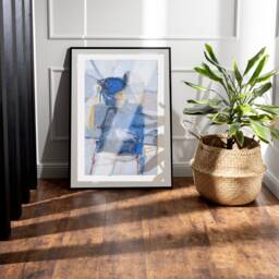Small Blue Abstract Oil Painting On Canvas Paper - 12x18 - thumbnail 2
