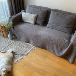 Grey Waffle Linen Bedspread, Luxury Throw Blanket, Handmade in Lithuania - thumbnail 3