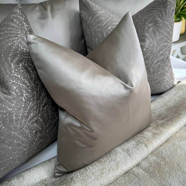 Designer Guild Duchess Satin Look Luxury Cushion Cover, Euro Pillow, Throw Elegant Taupe - Double Sided/Worldwide Shipping - image 1