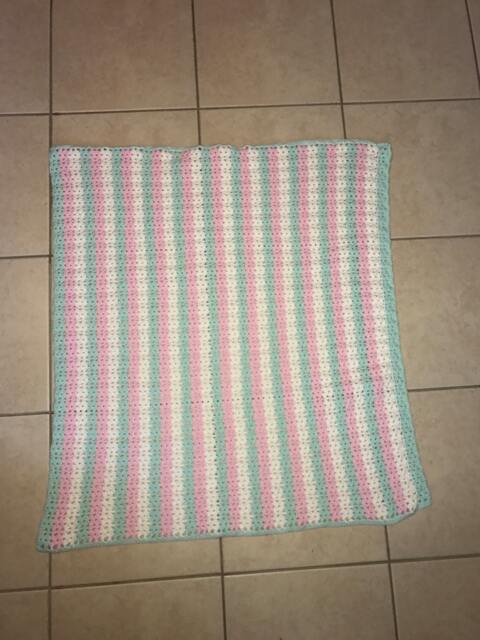 Handmade Crochet Baby Striped Blanket With Matching Hats - image 1