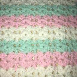 Handmade Crochet Baby Striped Blanket With Matching Hats - thumbnail 3