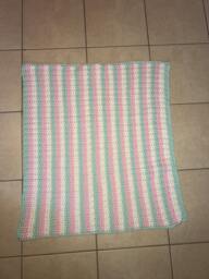Handmade Crochet Baby Striped Blanket With Matching Hats - thumbnail 1