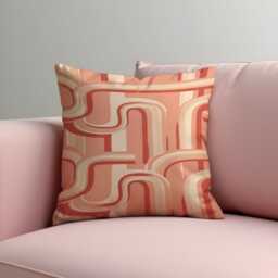 Retro Pink Cushion Cover, 70S Curvy Stripe Pattern Throw Pillowcase, Groovy Classic Decor, 18x18 - thumbnail 1