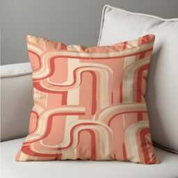 Retro Pink Cushion Cover, 70S Curvy Stripe Pattern Throw Pillowcase, Groovy Classic Decor, 18x18 - thumbnail 4