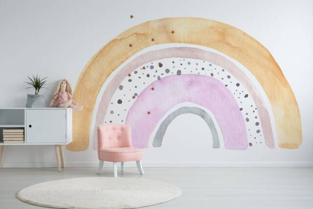 Watercolor Rainbow Wall Decal Large Floral Mural For Nursery by Etsy ...