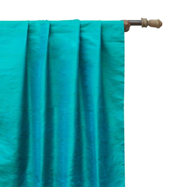 Peacock Green Blue Silk Dupioni Curtain Panels - Rod Pocket, Grommet, Box Pleat, Three Pinch Tab Top & Plain Ring Top - image 1