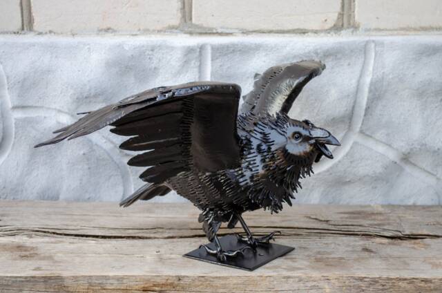 Wrought Iron Crow, Wrought Sculpture, Bird - image 1