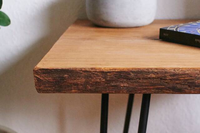 Side Table Oak/Living Room Hairpin Legs Unique - image 1