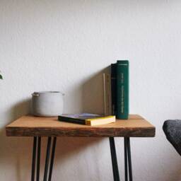 Side Table Oak/Living Room Hairpin Legs Unique - thumbnail 2
