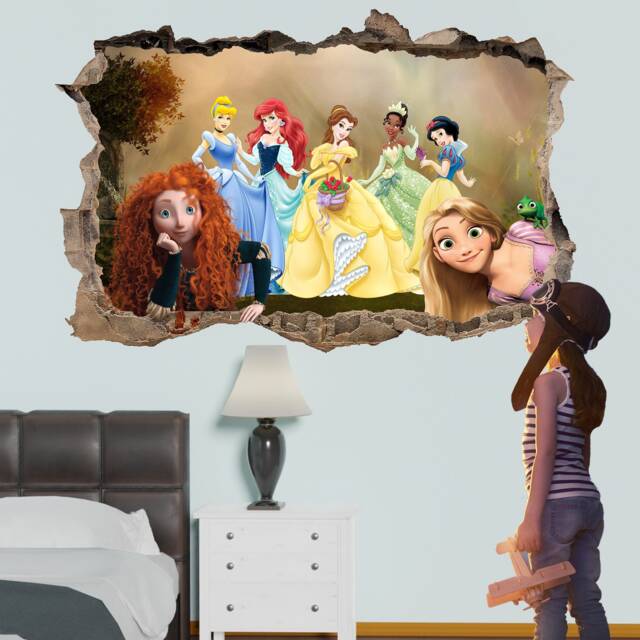Famous Cartoon Princesses Wall Art Sticker Decal Mural Poster Girls Room Decor 1055 - image 1