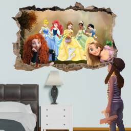Famous Cartoon Princesses Wall Art Sticker Decal Mural Poster Girls Room Decor 1055 - thumbnail 1