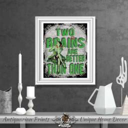 Zombie Art Print, Horror Pin Up Wall Decor, Antique Dictionary Book Print Art, Walking Dead Lovers, Unique Home Decor Brain - thumbnail 2