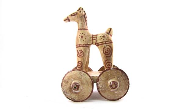 Terracotta Greek Trojan Horse , Museum Quality Art Ancient Toy - image 1