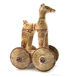 Terracotta Greek Trojan Horse , Museum Quality Art Ancient Toy - thumbnail 3