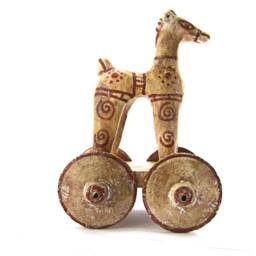 Terracotta Greek Trojan Horse , Museum Quality Art Ancient Toy - thumbnail 2