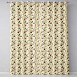 Vintage Cream Floral Meadow Soft Tones Seamless Pattern Readymade Eyelet Ring Top Thermal 100% Blackout Curtains - thumbnail 2