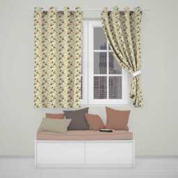 Vintage Cream Floral Meadow Soft Tones Seamless Pattern Readymade Eyelet Ring Top Thermal 100% Blackout Curtains - thumbnail 1