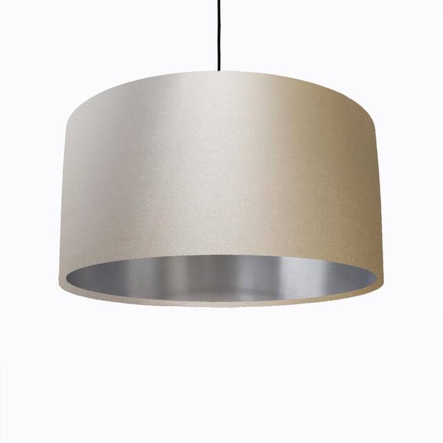 Beige Cream Satin Lampshade With Silver Lining - image 1