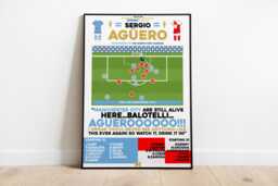 Sergio Aguero V Qpr Print, Manchester City Poster, Football Wall Art, Posters, Man Fc, Print - thumbnail 1