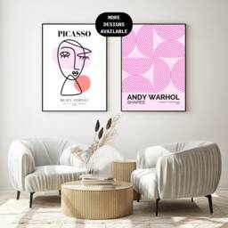 Home Decor Floral Print Set Of 3 Prints Pink Wall Art Matisse Gift For Her Bedroom Picasso - thumbnail 1