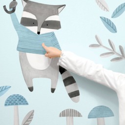 Floating Raccoon - Fabric Wall Decal Woodland Blue Collection Mej - thumbnail 4