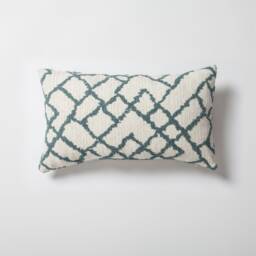 Blue Kilim Pattern Lumbar Pillow Cover Woven Jacquard, Bohemian Coastal Style - 12x20 - thumbnail 1