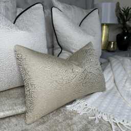 Luxury Damask Pillow Cover Sand Stone Designer Fabric